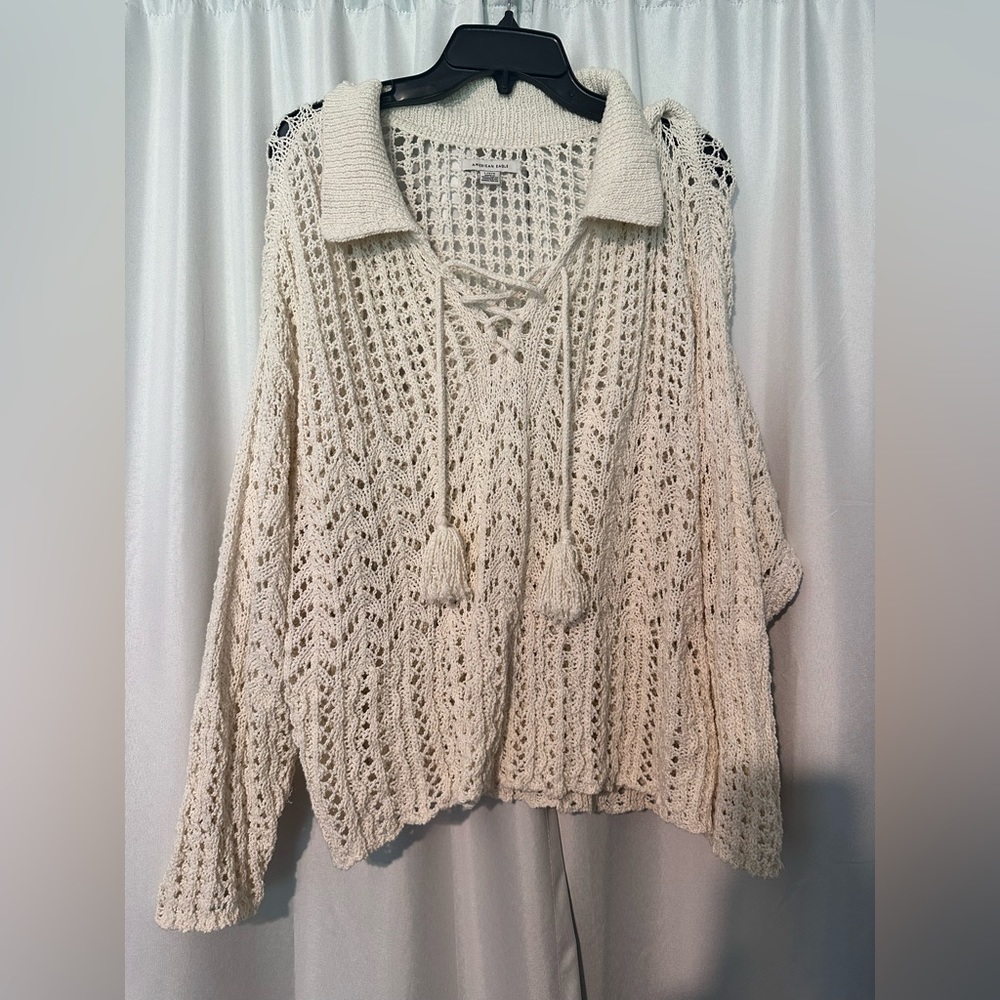 American Eagle Crochet Knit Sweater